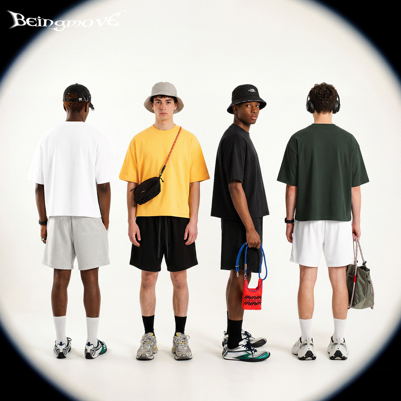 Street Drying | Spring and Summer 240g Cool Salona Boxy Short Wide Pure Color Short-Sleeved t Youth T-Shirt Men's Trendy