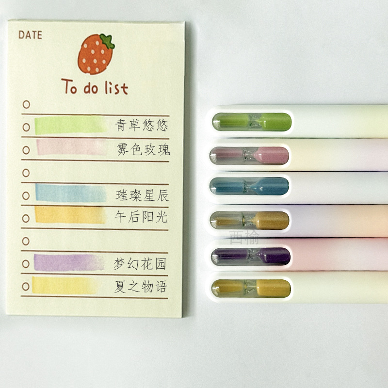 禾硕1360漂流瓶荧光笔沙漏造型高颜值涂鸦不晕染学生划重点记号笔|undefined