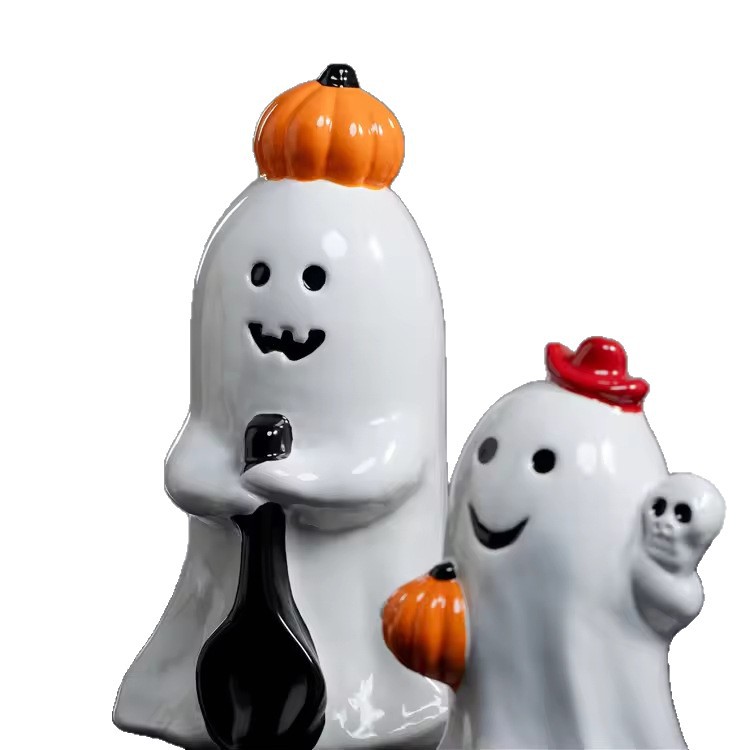 Halloween creativo fantasma de cerámica de cerámica regalo de fiestas decoración fantasma de taza de cerámica de banana decoración del hogar