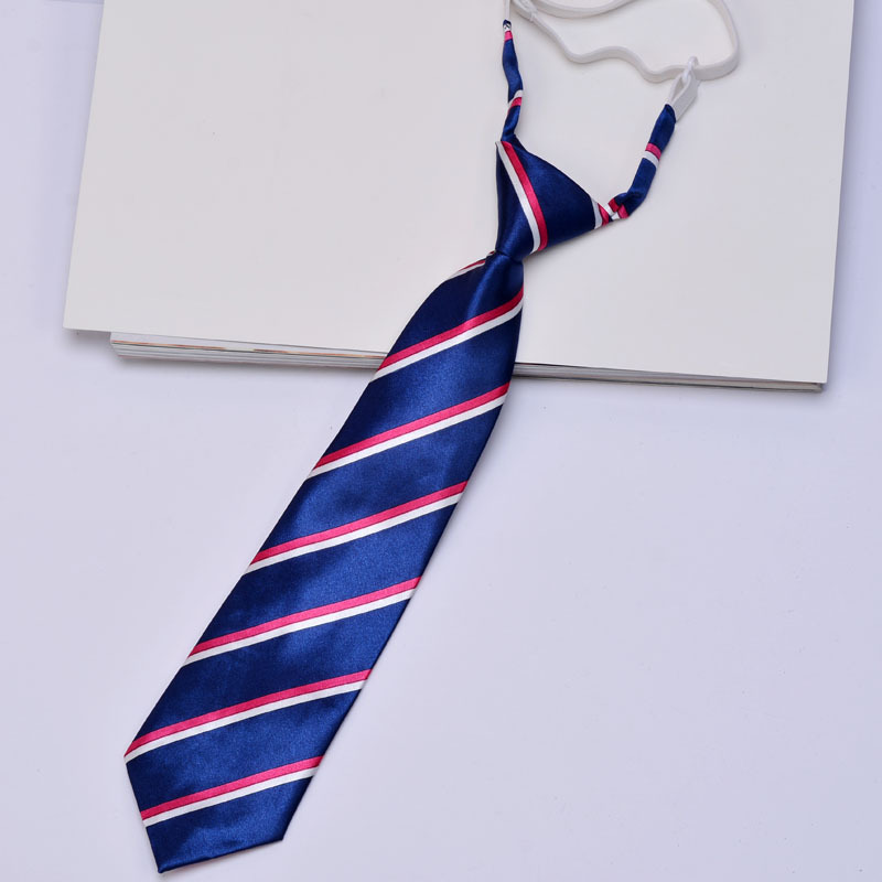 Children's school professional blue red tie with zipper, Korean style 2