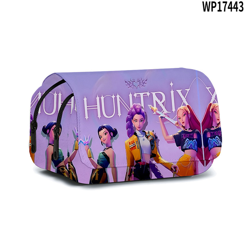 3D新品跨境电影  K-POP 猎魔女团双层翻盖笔袋儿童文具|undefined