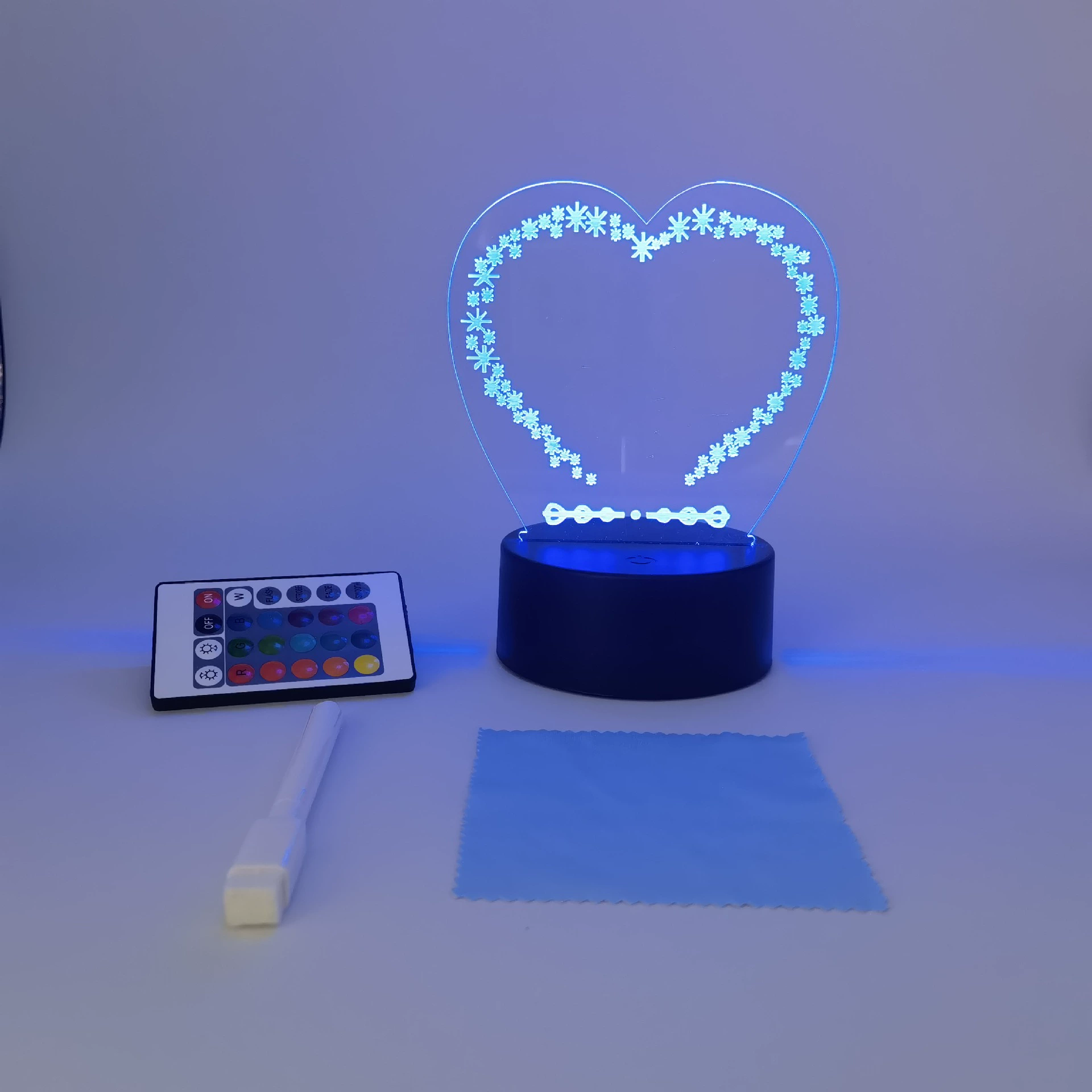 3D ночная лампа с пультом дистанционного управления, USB 4W, акриловая панель и база ABS, черная или белая