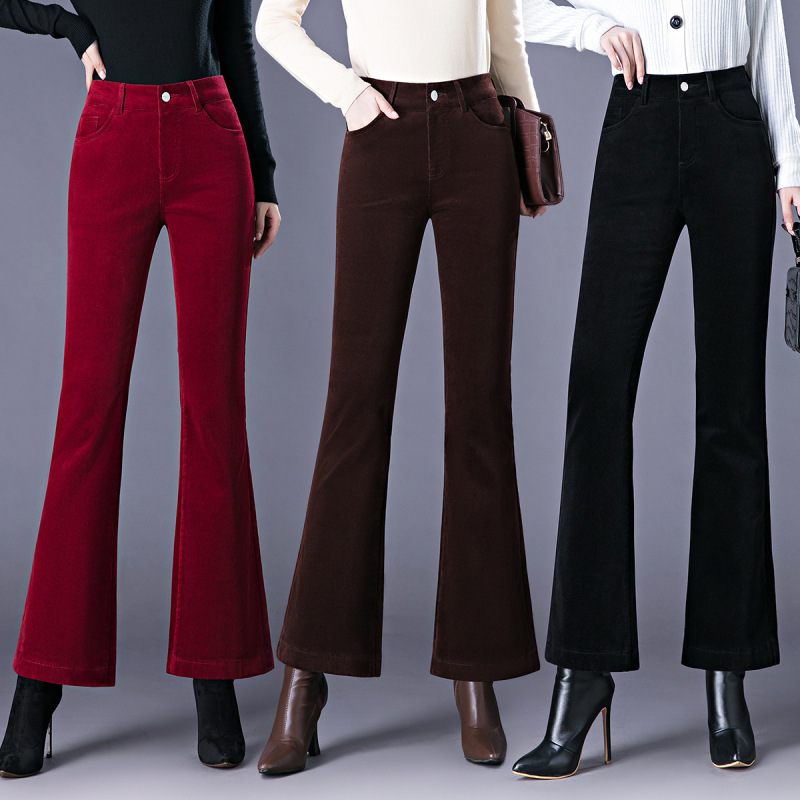 Women's High Waist Corduroy Women's Pants Autumn and Winter Corduroy Thickened Casual Pants Slim-Fit Korean Style Slim-Fit Pants