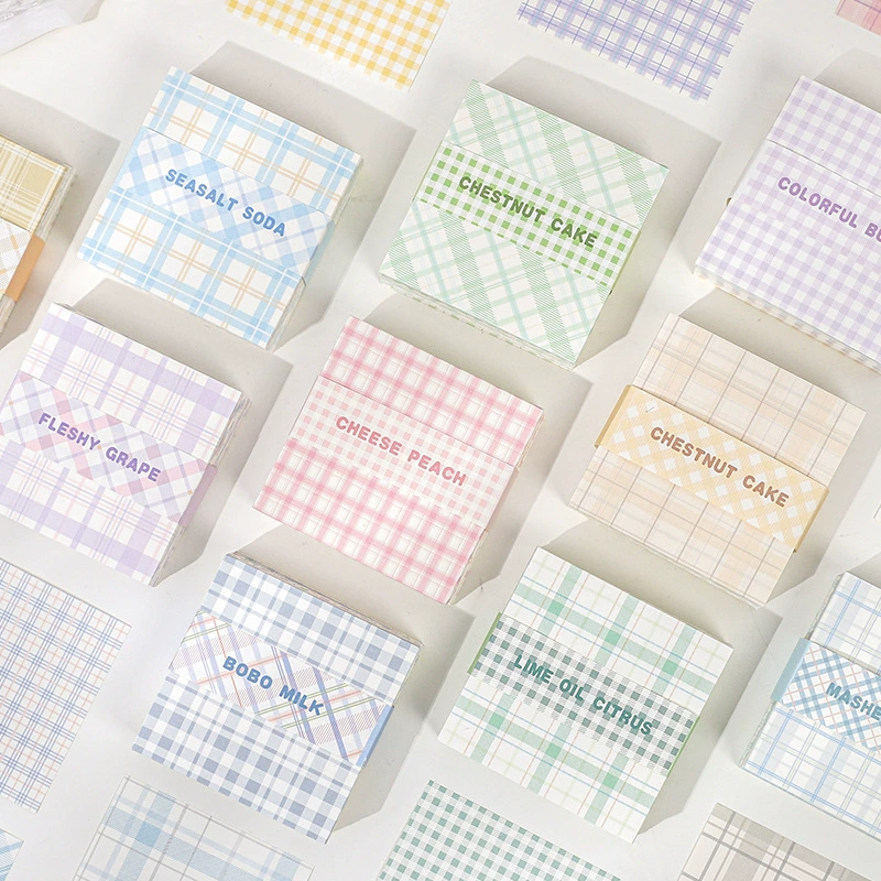 Бумага окрашенная бумага для заметок Клетчатый элемент серии Свежий плед для рук Счет Сообщение Записка Бумага-подложка 200 10