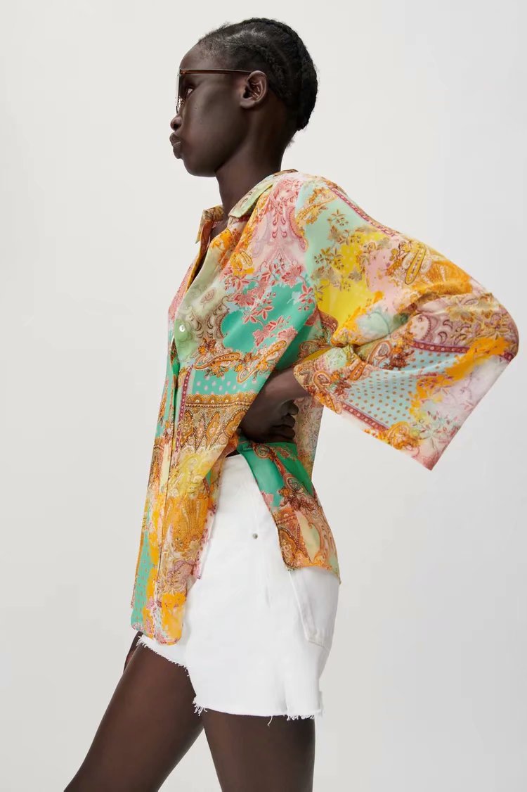 wholesale summer patchwork drape blouse NSAM63105