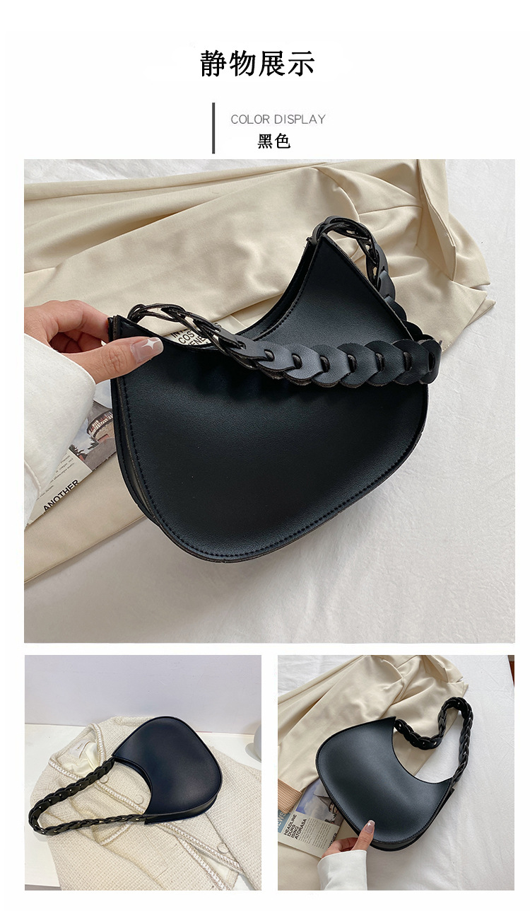 Solid Color Twist Hollow Woven Straps Fashion Underarm Bag Wholesale Nihaojewelry display picture 3