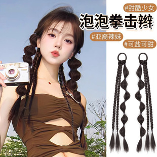 Factory new fashion gourd braided wig women's group with lantern bubble braided double ponytail sweet bubble braided