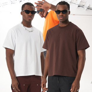 Versatile New short Boxy Fit style cotton T-shirt American fashion brand heavy drop-shoulder sleeve men's T-shirt