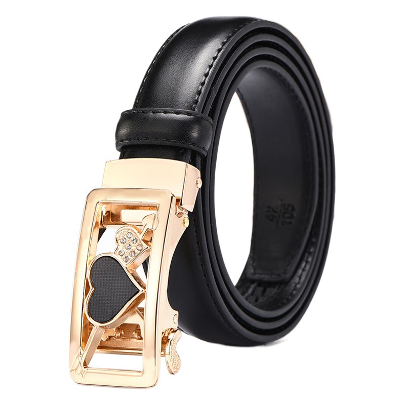 Cinturón de hoja de sauce Hebilla Automática simple para todas las mujeres Doble amor Estilo coreano Cinturón de estudiante Entrega directa de una pieza de fábrica