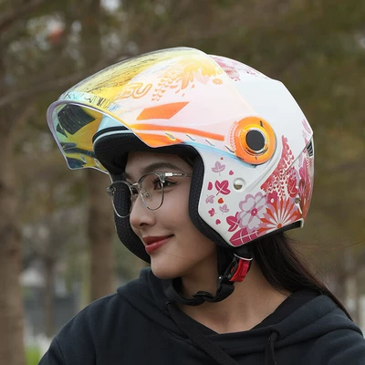 Motosiklet kaskı (dəbilqə), Vehicle Helmet Women's Three-Quarter - swing-sakura-transparent-lenses-m-53-56cm