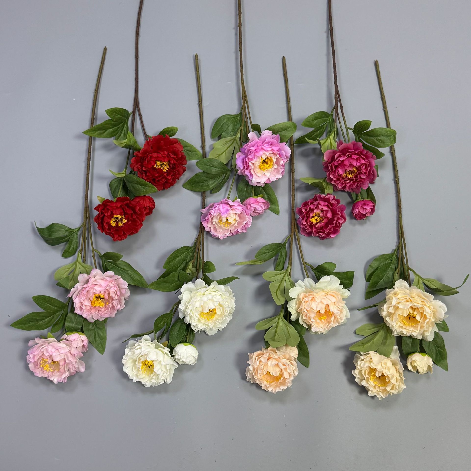 Simulated 3-Headed Peony Flower Peony Flower Home Wedding Floral Arrangement Flower Arrangement Living Room Decoration Bouquet Fake Flower Wholesale