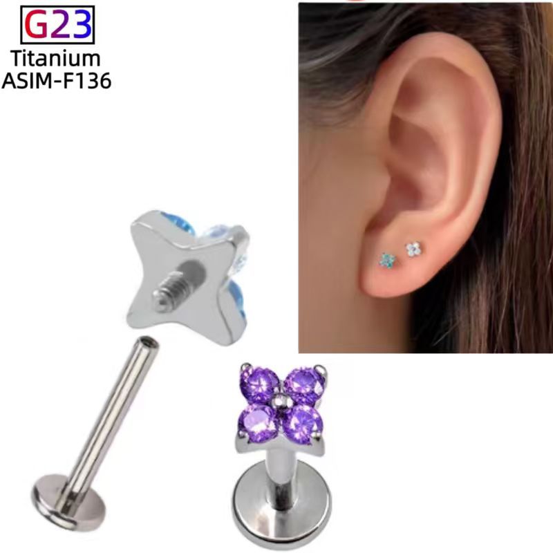 Labret stud lip piercing jewelry styling detail
