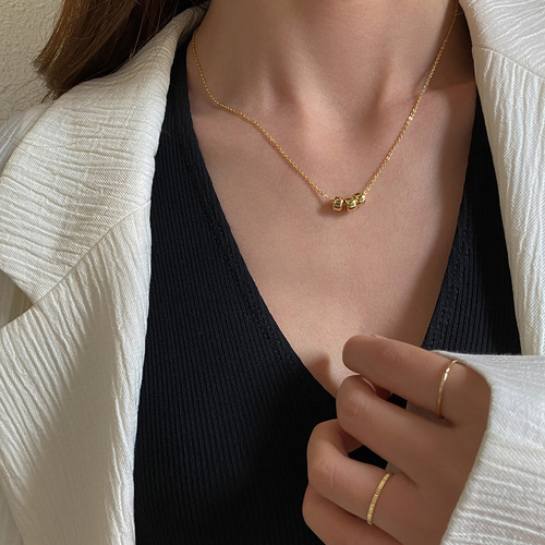 Korean-style fashionable new three-ring necklace creative simple versatile women's necklace accessory trendy accessories cross-border supply wholesale