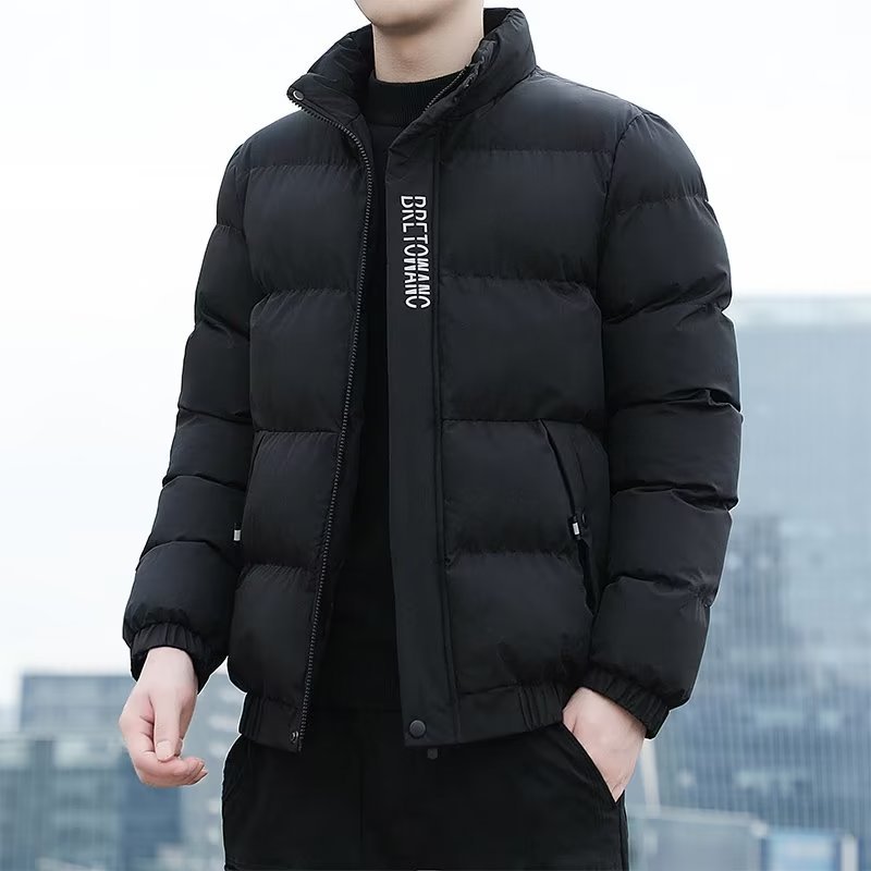 Abrigo de invierno de algodón acolchado de los hombres corto forrado de lana engrosada mapache de algodón estilo coreano guapo de moda collar de pie cálido abrigo de algodón acolchado de los hombres