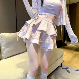 纯欲套装女夏季修身针织开衫蓬蓬半裙搭配吊带背心三件套潮