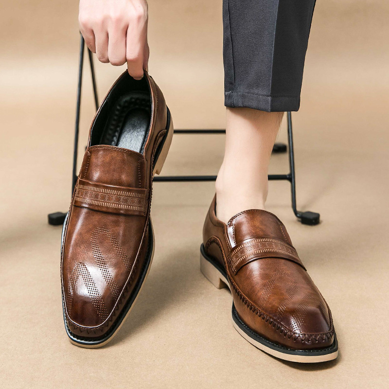 Transfronterizos de gran tamaño casual zapatos de cuero de un pie hombre 2024 primavera y otoño hombre vestido formal de negocios novio y padrino zapatos de boda