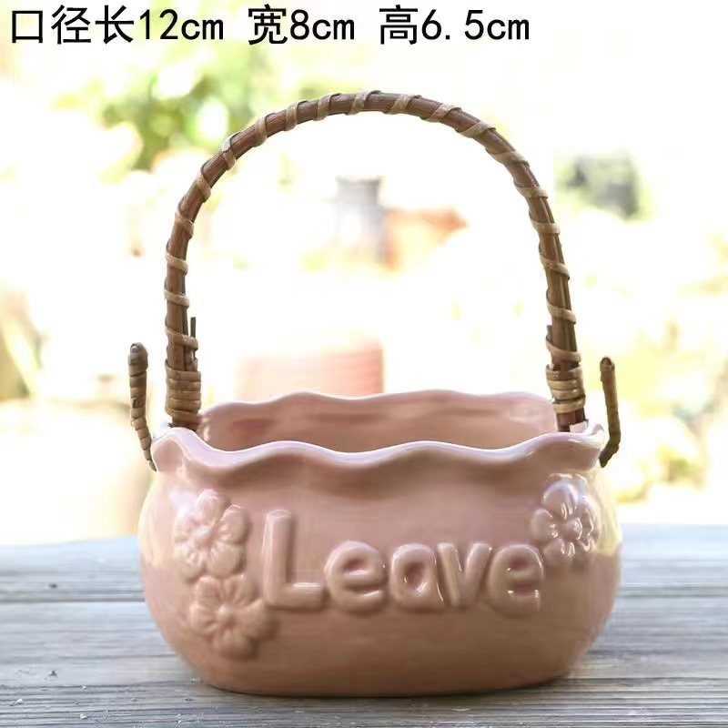個性創意多肉サイズ手提げ植木鉢陶磁器レリーフ粗陶通気清新肉植物園芸盛り合わせ|undefined