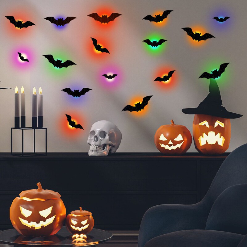Cross-Border Halloween Bat Lamp Wall Decoration Holiday Decoration Comes with Foam Glue Cross-Border Halloween Bat Lamp Wall Decoration Holiday Decoration Comes with Foam Glue