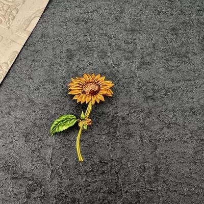 Yaxa sancaqları | Baroque Sunflower Yellow Brooch - 12-styles