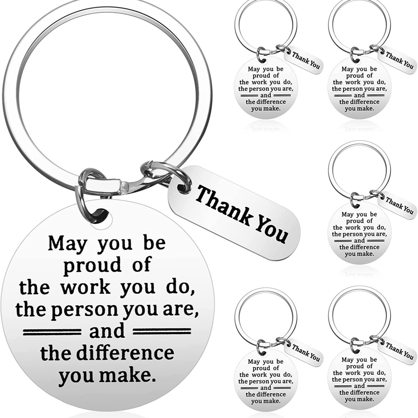 Amazon caliente-venta llavero de acero inoxidable alentar y agradecer a colegas amistad regalo de Acción de Gracias de Navidad