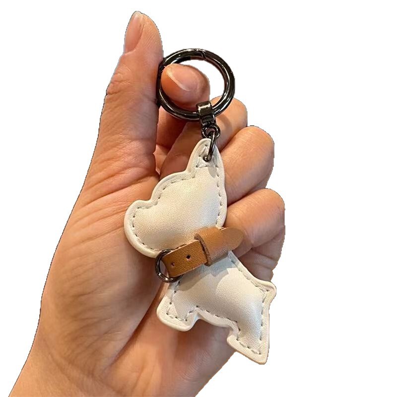 フレンチブルドッグ犬車のキーホルダーペンダント絶妙でクリエイティブな男性と女性のかわいい子犬カップルバッグペンダントリング個性|undefined