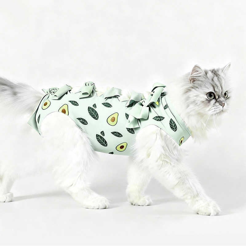 Ropa de esterilización para mascotas, ropa de recuperación de una pieza con lazo para sujetar, vendaje anti-lamido para gatos después de cirugía de esterilización, ropa de esterilización transpirable y elástica. image 5