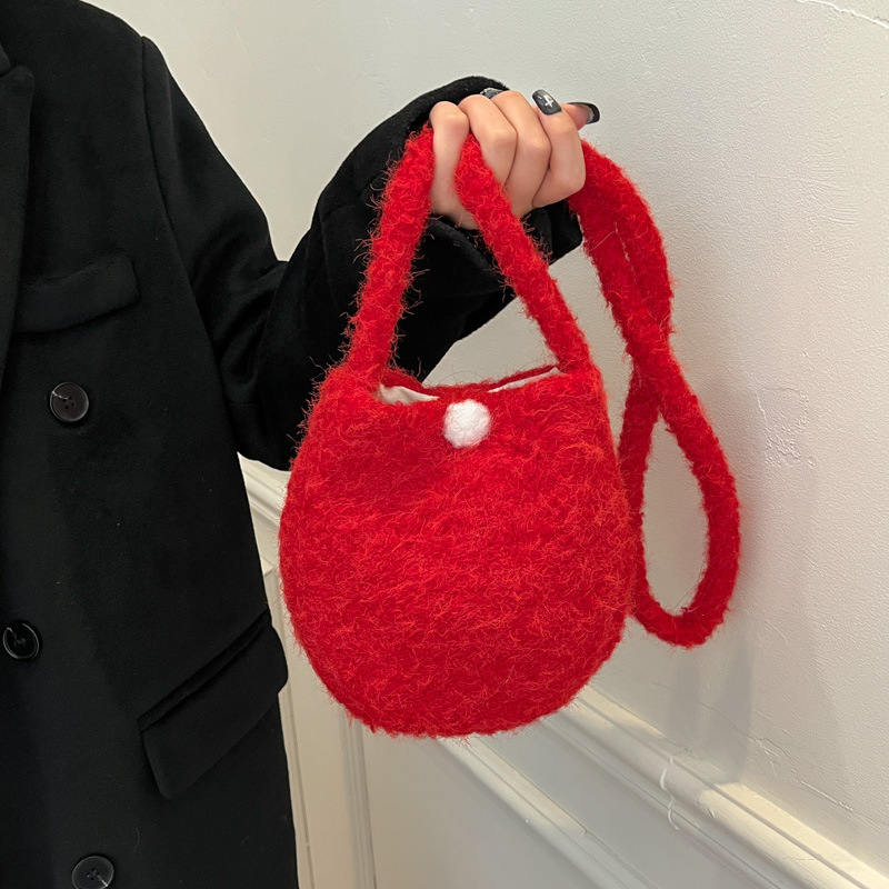 Korean Style Autumn and Winter New Fashion All-match Plush Large Capacity Student Tote Bag Women's Soft Waxy Single-shoulder Crossbody Bag Trendy Korean Style Autumn and Winter New Fashion All-match Plush Large Capacity Student Tote Bag Women's Soft Waxy Single-shoulder Crossbody Bag Trendy