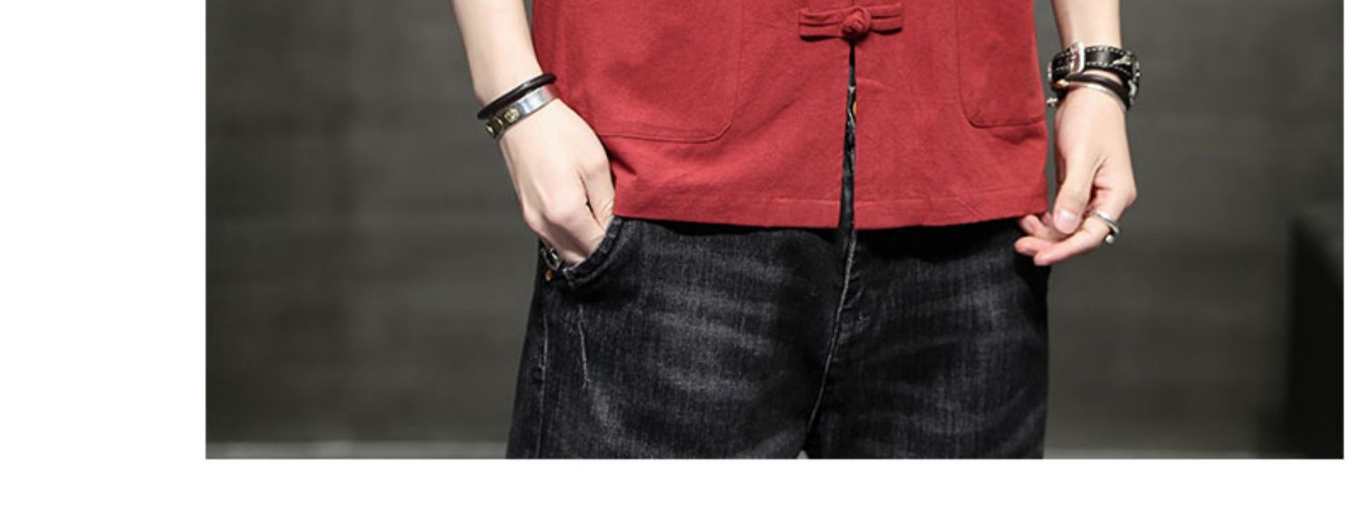 2024 Summer Chinese cotton linen short sleeved men's Tang embroidery Han style loose China-Chic shirt men_autovado.com