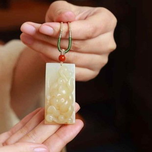 Hetian Jade Factory Store Jade Crafts Natural Xinjiang Hetian Jade Russian Material Light Sugar Color Peony Flower Pendant