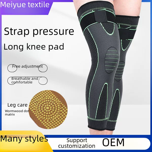 Strap Pressurized Long Wormwood Knee Pad Long Men's and Women's Sports Knitted Nylon Knee Pad Strap Sports Warm Knee Pad