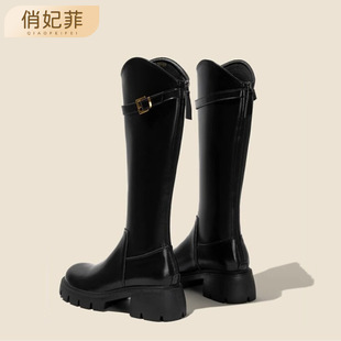 Qiaofei ~ V mouth long boots for women 2023 Autumn New thick bottom elastic Knight boots back zipper high boots for women