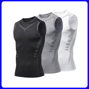 Men's Sports Vest Men's Fitness Quick-Drying Breathable Cross-Border Slim Sleeveless Tight Training Elastic Vest Summer