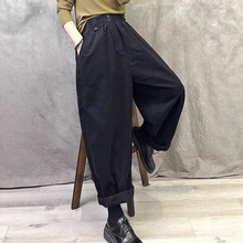原创复古高腰直筒休闲裤女2025新款秋季工装裤子时尚宽松大码纯棉