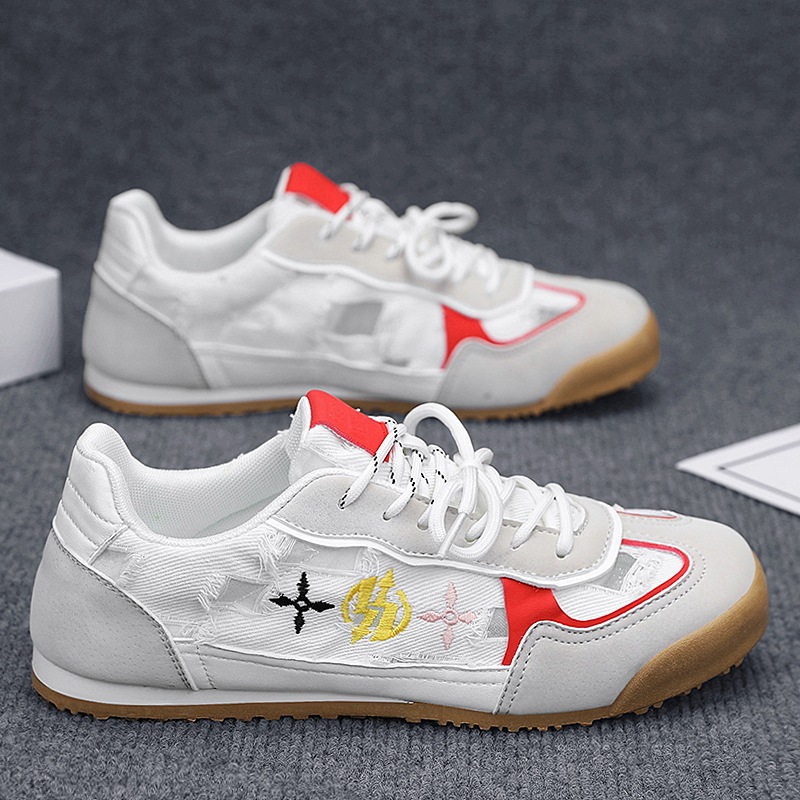 Zapatos casuales de entrenamiento alemán para hombres, zapatos deportivos de verano 2025, cordones dobles para hombres, estilo universitario plano, zapatos de moda de todo fósforo para hombres