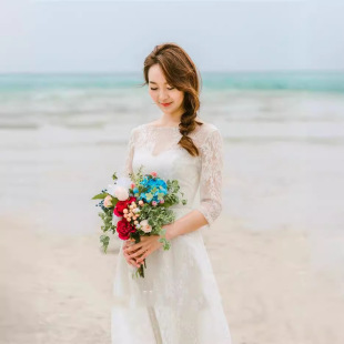 2025 Sweet Short Lace Light Wedding Dress Forest Style Pastoral Beach Seaside Travel Photo Shoot Gown Princess Dress with Petticoat