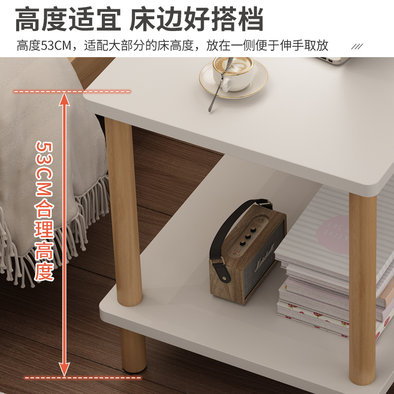 Mesita de noche simple mesa de noche moderna estante de almacenamiento de doble capa sala de estar sofá pequeña mesa de café dormitorio mesa pequeña