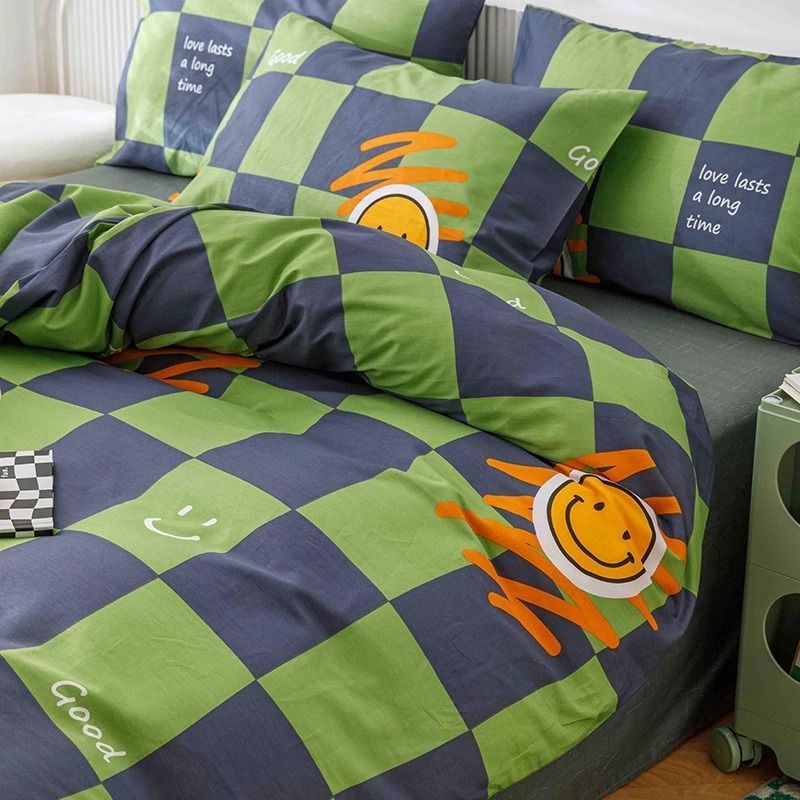 Funda de edredón de algodón de una sola pieza de cuatro piezas para niños 150x200x230 dormitorio de estudiantes individual 180 sábana