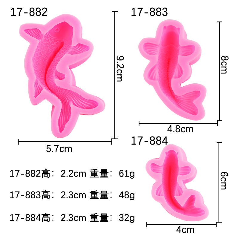 Grande y pequeño molde de silicona de carpa de chocolate para hornear decoración molde para hornear DIY Goldfish cake molde jalea fondant herramienta