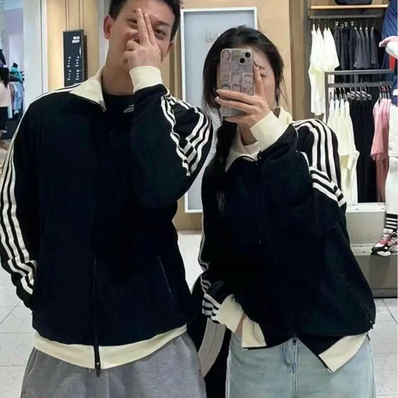Jenni同款宽松外套三条杠 华夫格外套男女|undefined