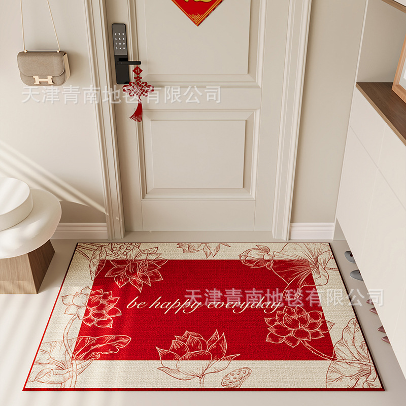 Bélgica Casa de terciopelo de alto grado puerta Mat rojo hogar entrada Mat eliminación de polvo de la puerta antideslizante mat
