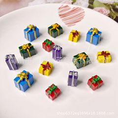 擬似カラークリスマスギフトボックスクリームゴムdiy文房具ボックス材料ヘアピン樹脂部品携帯ケース装飾物