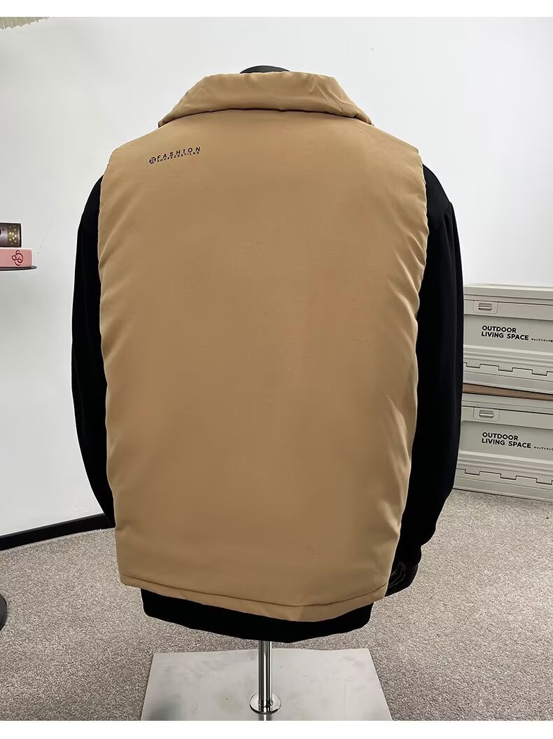 Primavera, otoño, invierno, chaleco de algodón de cuello vertical, chaqueta de chaleco suelta de moda para hombres, chaqueta de pan de caballo para hombres, chaqueta de pan