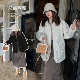 W949 Xuanchen Micro Fat Large Size Winter New Thickened Rhombus Cotton-padded jacket Fat MM200 Jin Doll Collar Warm Jacket