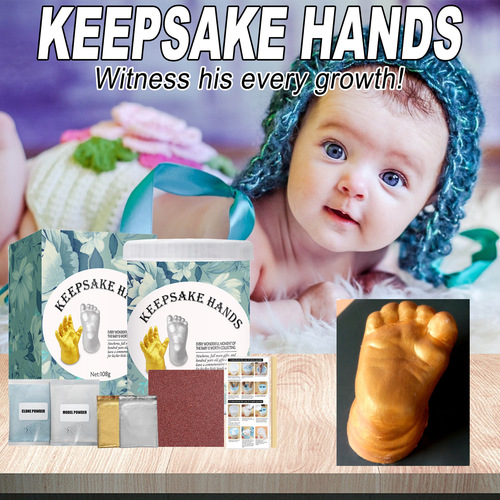 3D baby three-dimensional hand mold powder souvenir creative hand and footprint children's full moon hundred days cloning model powder