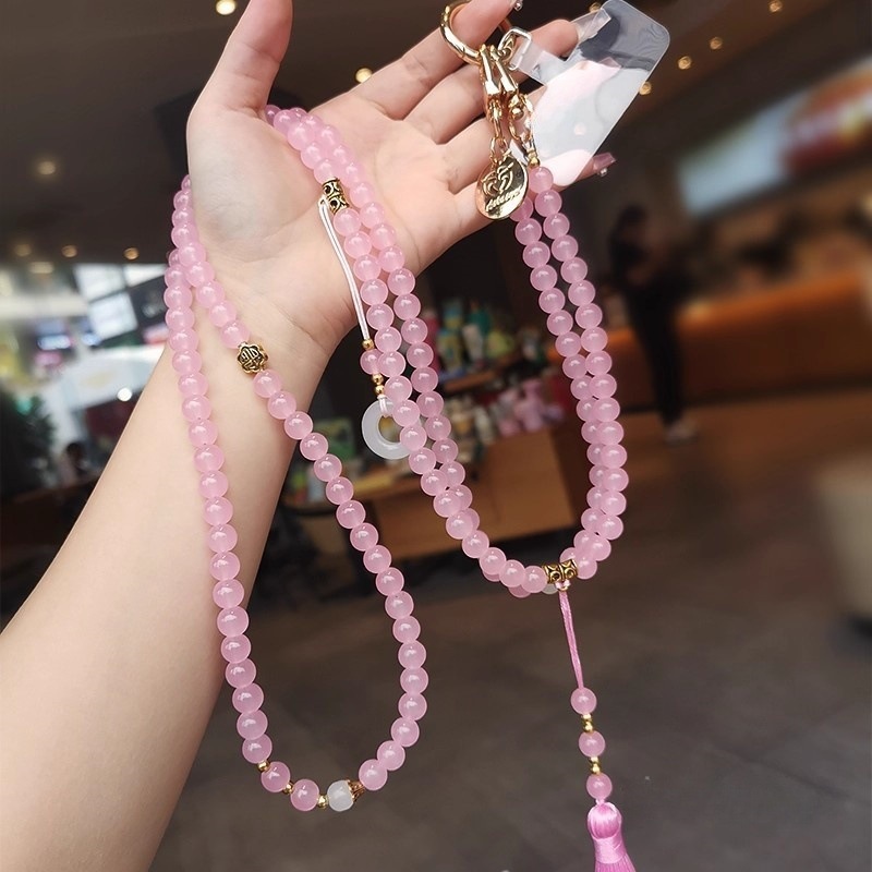 时尚古风流苏手机挂绳长款斜挎挂链高级感串珠水晶背带挂件手机链|undefined