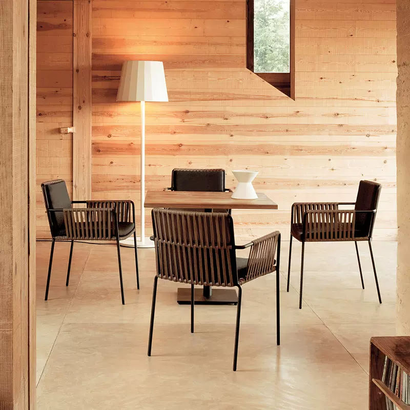 沃登阳台休闲桌椅设计师北欧藤椅户外庭院露天咖啡厅编绳餐椅藤艺