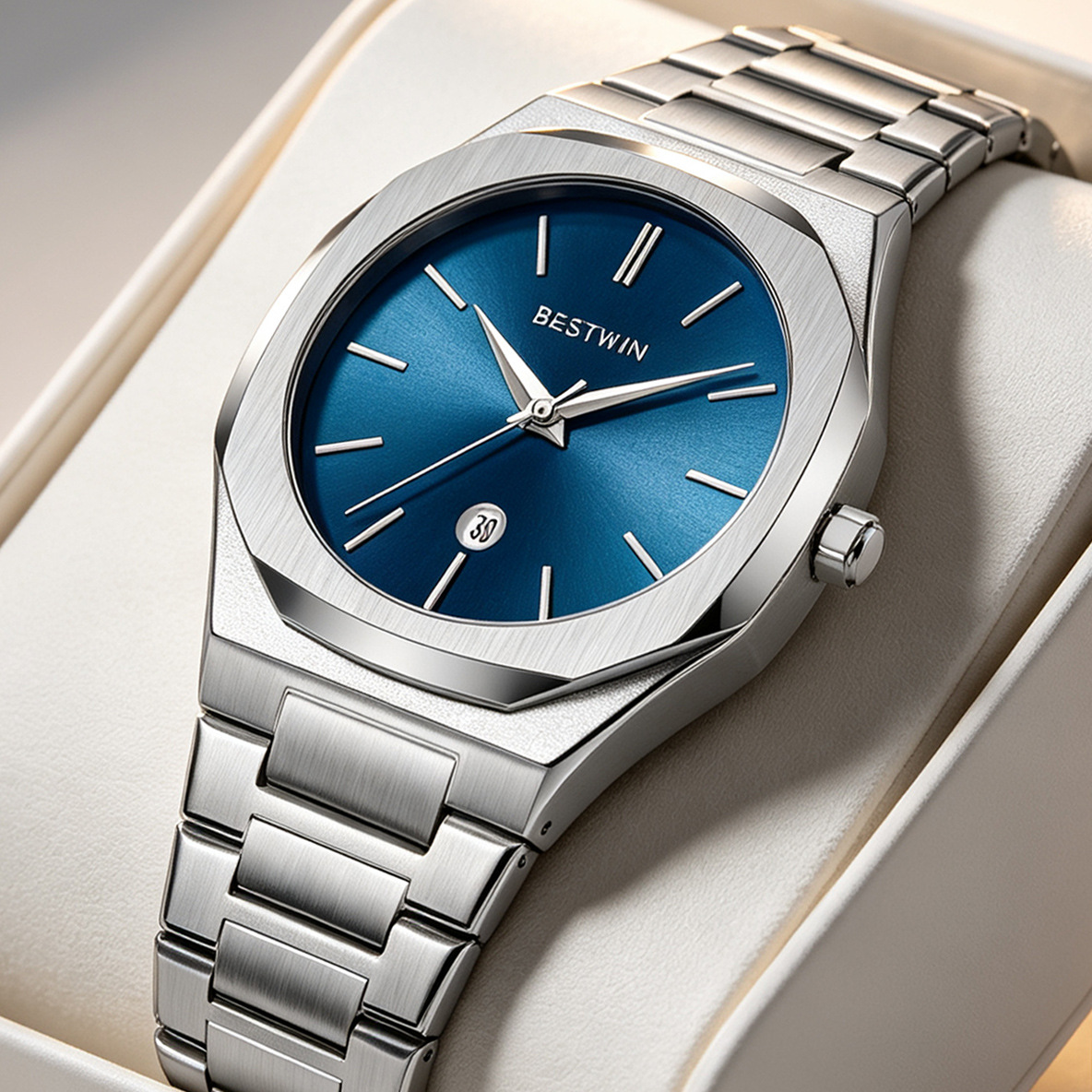 Reloj de Cuarzo para Hombre de Acero Inoxidable y Aleación Impermeable con Calendario