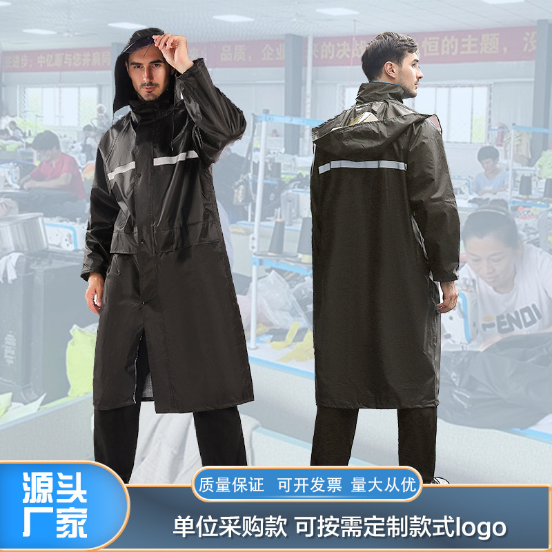 Wholesale Oxford cloth long one-piece raincoat labor protection outdoor windproof warm reflective raincoat flood control rescue adult style