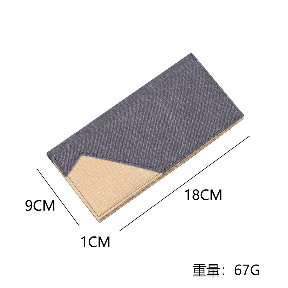 Canvas cartera larga para hombres, cartera delgada para hombres, cartera de cuero para hombres, 12 tarjetas de tela, bolso de traje delgado