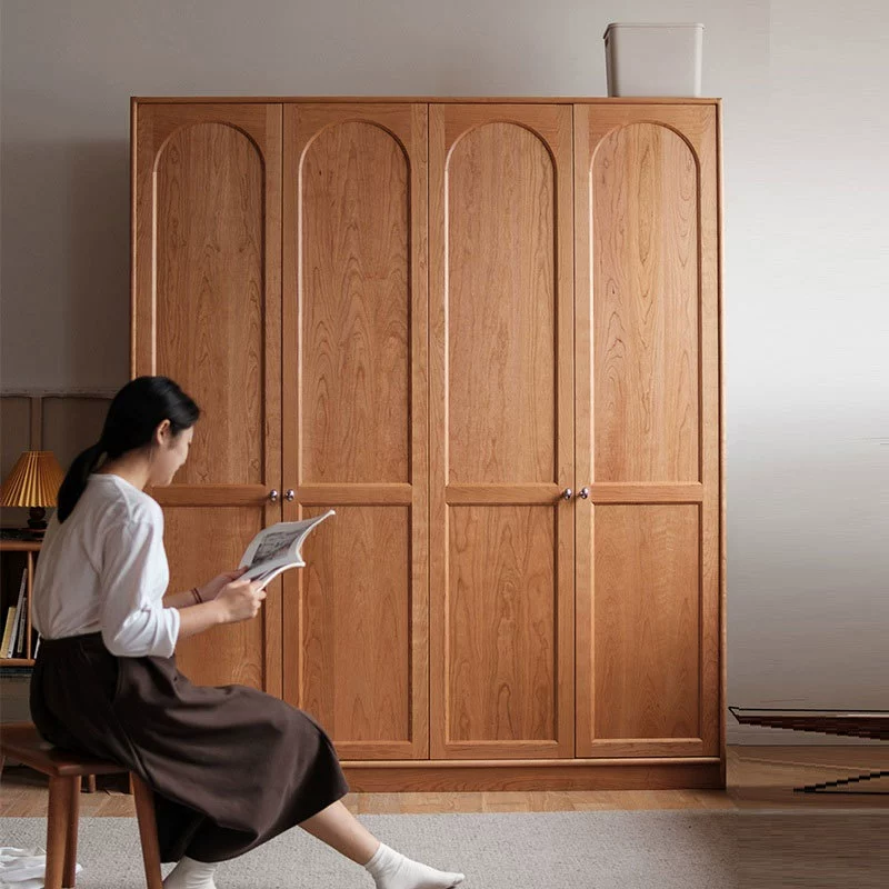 Вишневый черный орех дерево спальня шкаф простой вход роскошный японский стиль бревенчатая деревянная спальня белый дуб шкаф